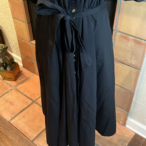 A Loves A Black Puff Sleeve Belted Button Down Midi Dress, size 10 - Picture 3 of 9